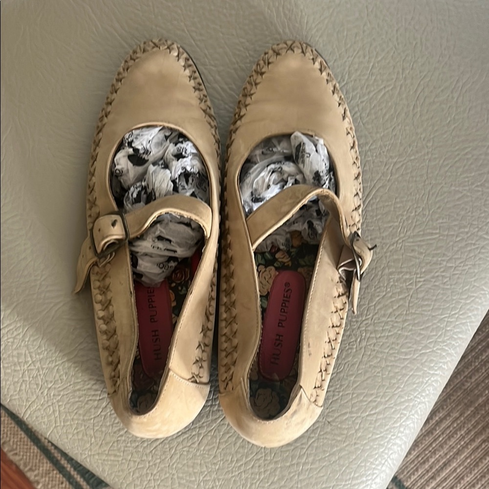 Irregular Choice Cream Flats with Whipstitch Detail